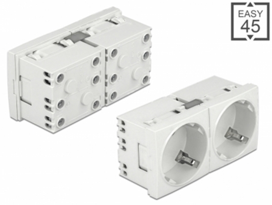 Picture of Delock Easy 45 Grounded Power Socket with a 45° arrangement 2-way extendable 45 x 45 mm