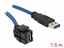 Attēls no Delock Keystone Module USB 5 Gbps type-A female 250° to type-A male with 1.5 m cable black
