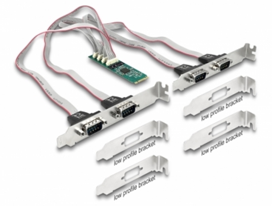 Picture of Delock M.2 Card to 4 x Serial RS-232 DB9 with Standard and Low Profile slot brackets