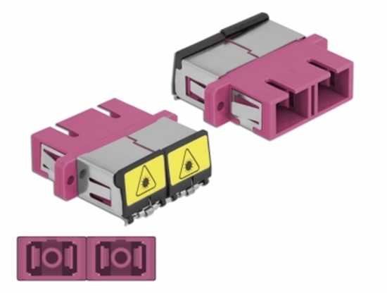 Изображение Delock Optical Fiber Coupler with laser protection flip SC Duplex female to SC Duplex female Multi-mode violet