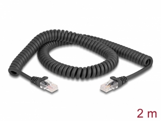 Picture of Delock RJ45 Coiled Cable male to male Cat.5e 2 m black