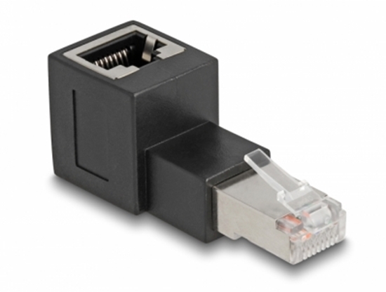 Изображение Delock RJ45 plug to RJ45 jack Adapter Cat.6A 90° upwards angled