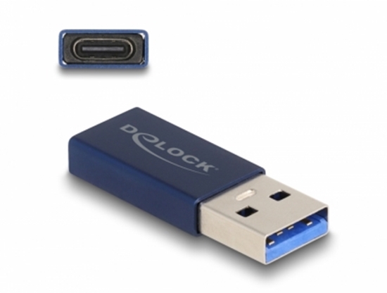 Изображение Delock USB 10 Gbps Adapter USB Type-A male to USB Type-C™ active female blue