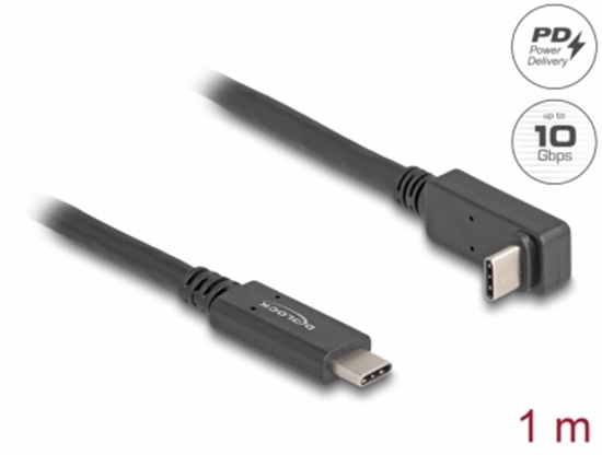 Изображение Delock USB 10 Gbps Cable USB Type-C™ male to Type-C™ male angled up / down 1 m 4K PD 60 W with E-Marker