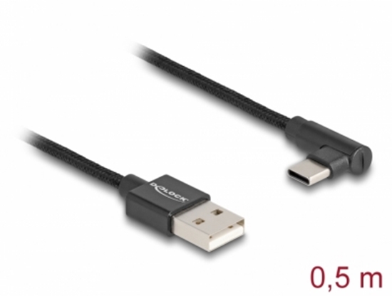 Picture of Delock USB 2.0 Cable Type-A male to USB Type-C™ male angled 0.5 m black