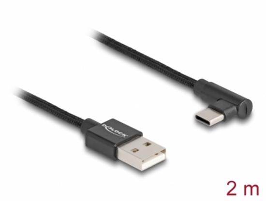 Picture of Delock USB 2.0 Cable Type-A male to USB Type-C™ male angled 2 m black