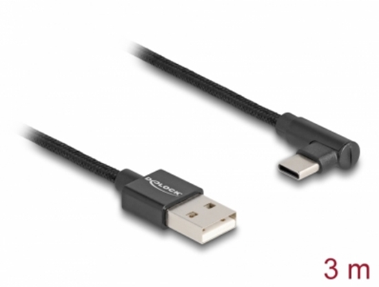 Picture of Delock USB 2.0 Cable Type-A male to USB Type-C™ male angled 3 m black