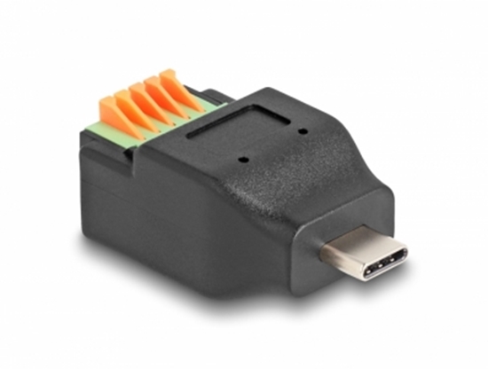 Picture of Delock USB Type-C™ 2.0 male to Terminal Block Adapter with push-button