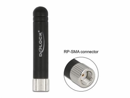 Изображение Delock WLAN 802.11 b/g/n Antenna RP-SMA plug 1.7 - 3.7 dBi omnidirectional fixed with flexible material black