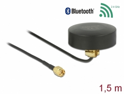 Attēls no Delock WLAN 802.11 b/g/n Antenna RP-SMA plug 2 dBi fixed omnidirectional with connection cable RG-174 1.5 m outdoor black