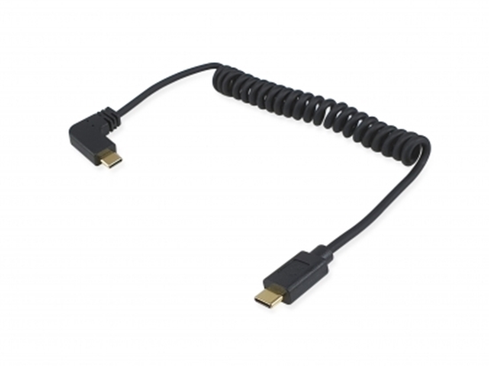 Picture of Equip USB 2.0 C to C 90°angled Coiled Cable, M/M, 1 m