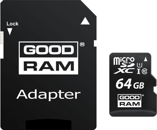 Picture of Goodram 64GB Micro SDHC U1-I Class 10 Memory Card with Adapter