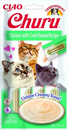 Picture of INABA Churu Chicken with Crab Recipe - cat treats - 4x14 g