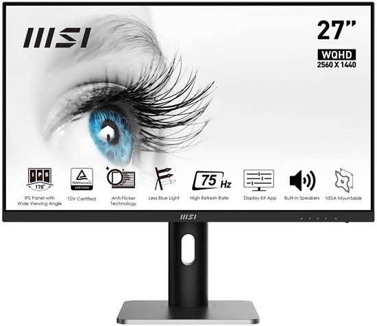 Изображение MSI PRO MP273QP computer monitor 68.6 cm (27") 2560 x 1440 pixels Wide Quad HD LED Black, Silver