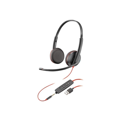 Picture of POLY Blackwire C3225 UC Stereo Wired Headset, USB-A, 3.5 mm jack, Black