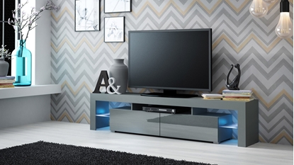 Attēls no TV SOLO cabinet 200x45x35 grey/gloss grey