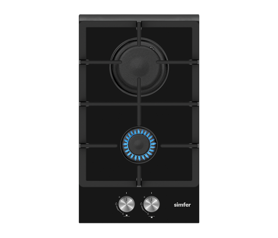 Picture of Simfer | Hob | H3.201.TGRSP | Gas on glass | Number of burners/cooking zones 2 | Rotary knobs | Black