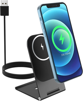 Изображение Swissten Magnetic Wireless Charger Stand 15W (MagSafe compatible)