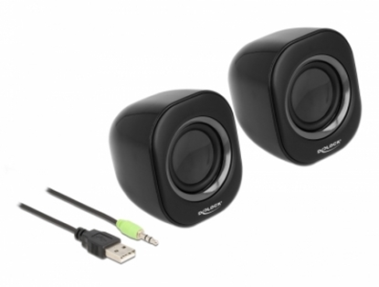 Attēls no Delock Mini Stereo PC Speaker with 3.5 mm stereo jack male and USB powered