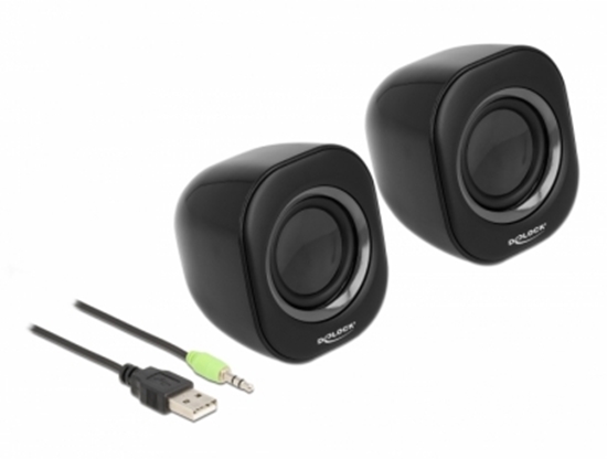 Picture of Delock Mini Stereo PC Speaker with 3.5 mm stereo jack male and USB powered