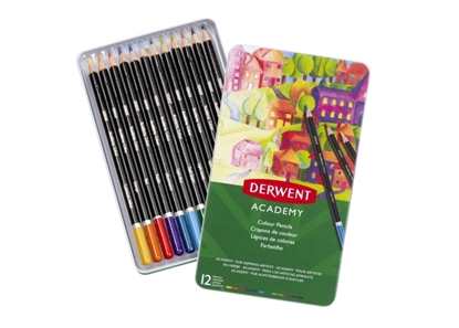 Picture of Derwent Academy Colouring Pencils 12 colours, Tin box