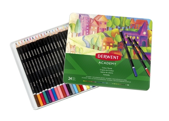 Picture of Derwent Academy Colouring Pencils 24 colours, Tin box