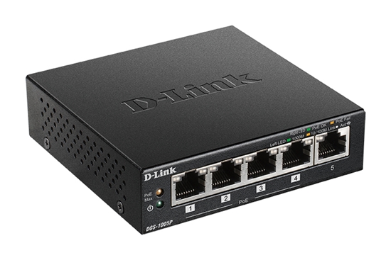 Picture of D-Link DGS-1005P Unmanaged L2 Gigabit Ethernet (10/100/1000) Power over Ethernet (PoE) Black