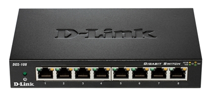 Attēls no D-Link DGS-108 network switch Unmanaged L2 Gigabit Ethernet (10/100/1000) Black