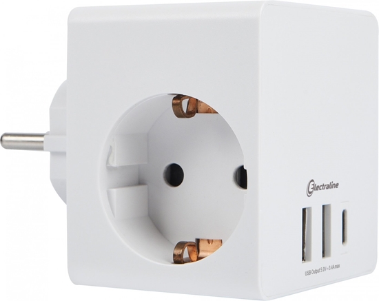 Picture of Electraline 55085 Socket with 2x USB-A / USB-C QC 18W charger