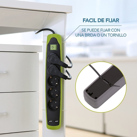 Picture of Electraline 62158 Multisocket 5P+2USB 2.0M