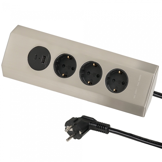 Изображение Electraline 62514 Kitchen Hidden Multisocket 3P 3G1.5MM2 2M 3+2USB