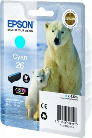 Picture of Epson Polar bear Singlepack Cyan 26 Claria Premium Ink