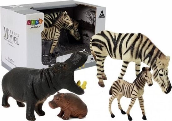 Изображение Figurka LeanToys Zwierzęta Afrykańskie - Hipopotam, zebra (7116)