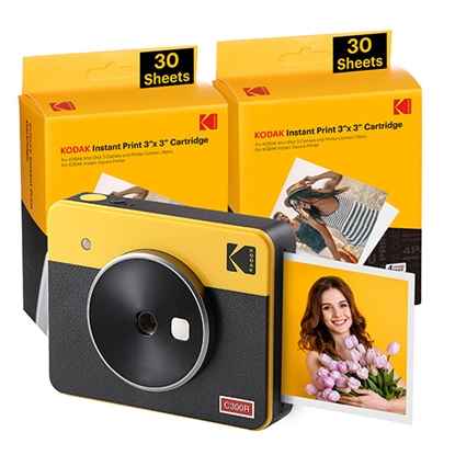 Attēls no KODAK MINI SHOT 3 RETRO C300RY60 PORTABLE INSTANT CAMERA AND PHOTO PRINTER BUNDLE 3X3 YELLOW