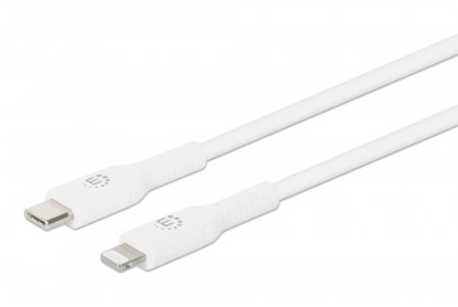 Изображение Manhattan USB-C to Lightning Cable, Charge & Sync, 1m, White, For Apple iPhone/iPad/iPod, Male to Male, MFi Certified (Apple approval program), 480 Mbps (USB 2.0), Hi-Speed USB, Lifetime Warranty, Box