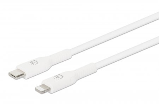 Picture of Manhattan USB-C to Lightning Cable, Charge & Sync, 2m, White, For Apple iPhone/iPad/iPod, Male to Male, MFi Certified (Apple approval program), 480 Mbps (USB 2.0), Hi-Speed USB, Lifetime Warranty, Box