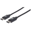 Picture of Manhattan USB-C to USB-C Cable, 3m, Male to Male, Black, 480 Mbps (USB 2.0), Equivalent to USB2CC3M, Hi-Speed USB, Lifetime Warranty, Polybag