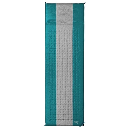 Attēls no Pašpiepūšamais paklājiņš ar spilvenu NC4340 TURQUOISE-GREY SELF-INFLATING MAT NILS CAMP