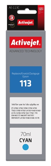 Изображение Activejet AE-113C ink (replacement for Epson 113 C13T06B240; Supreme; 70 ml; cyan)