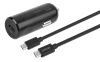Изображение Auto įkroviklis DELTACO 12/24 V, 20W  su USB-C - USB-C, 1m kabeliu, juodas / USBC-CAR125