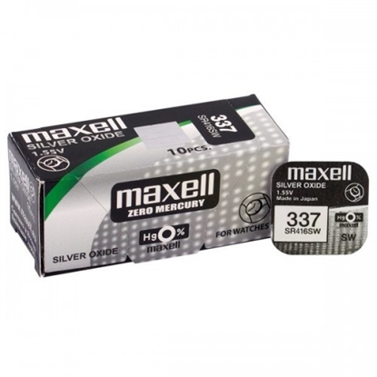 Attēls no BAT337.MX1; 337 baterijas 1.55V Maxell sudraba-oksīda SR416SW iepakojumā 1 gb.