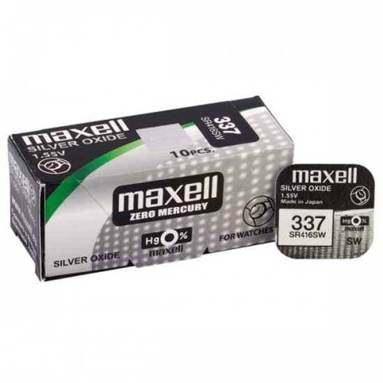 Изображение BAT337.MX1; 337 baterijas 1.55V Maxell sudraba-oksīda SR416SW iepakojumā 1 gb.