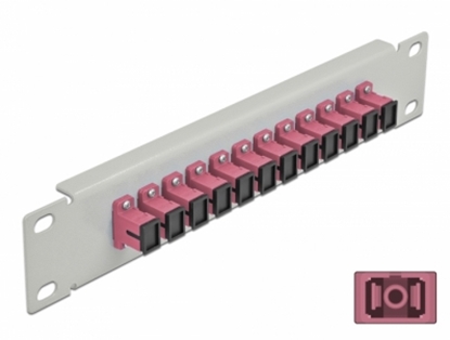 Attēls no Delock 10″ Fiber Optic Patch Panel 12 Port SC Simplex violet 1U grey