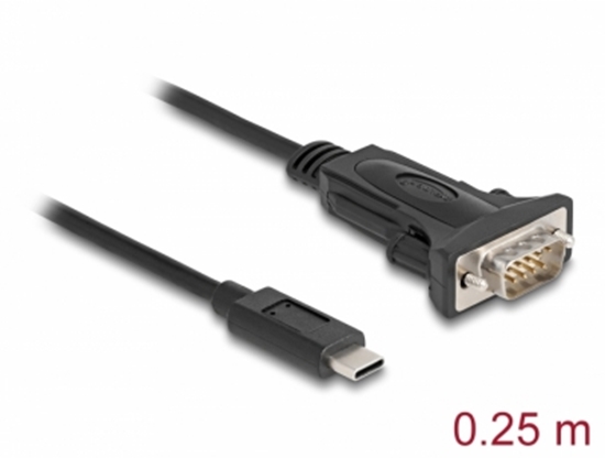 Picture of Delock Adapter USB Type-C™ to 1 x Serial RS-232 D-Sub 9 pin male with screws 0.25 m