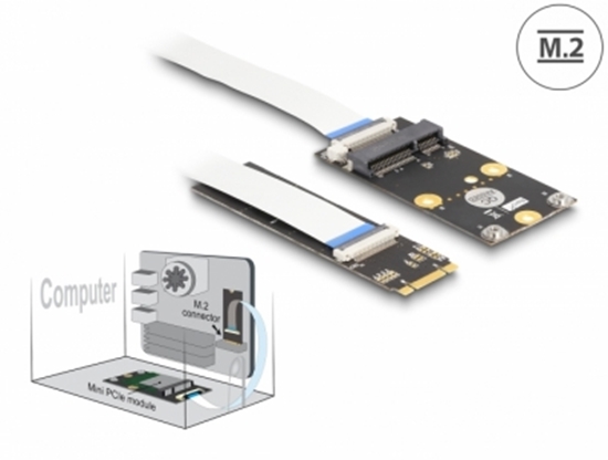 Изображение Delock Converter M.2 Key B+M male to 1 x Mini PCIe Slot half size / full size with flexible cable