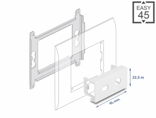 Picture of Delock Easy 45 Module Plate Round cut-out 2 x M8 Anti-twist, 45 x 22.5 mm white