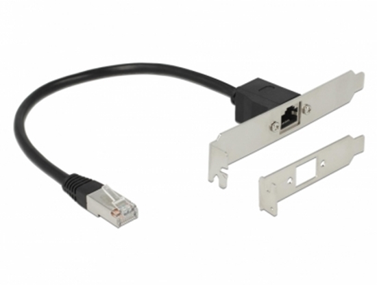 Изображение Delock Network Extension Cable RJ45 Cat.5e 30 cm with Standard and Low Profile Slot Bracket