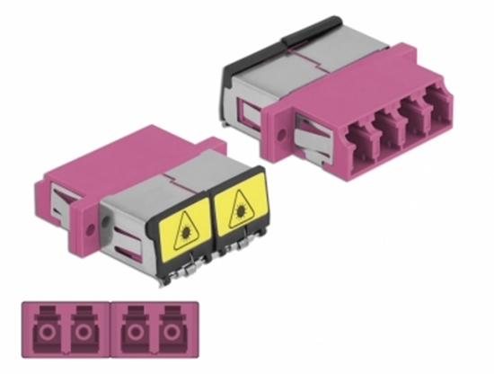 Изображение Delock Optical Fiber Coupler with laser protection flip LC Quad female to LC Quad female Multi-mode violet