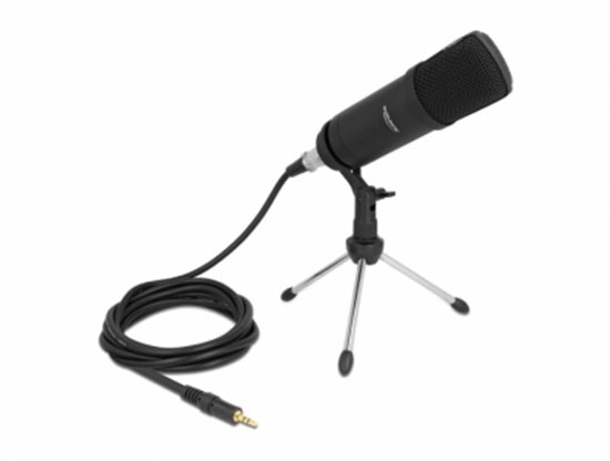 Picture of Delock Professional Computer Podcasting Microphone with XLR connector and 3 pin stereo jack male + adapter cable for Smartphone 