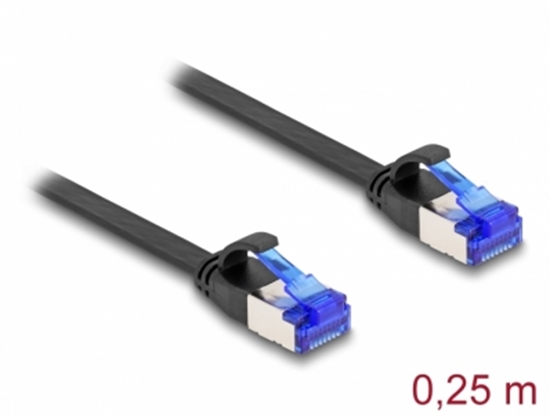 Picture of Delock RJ45 Flat Patch Cable plug to plug Cat.6A flexible 0.25 m black